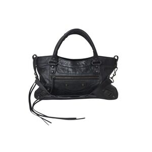 BALENCIAGA First Handbag Black Leather Hardware